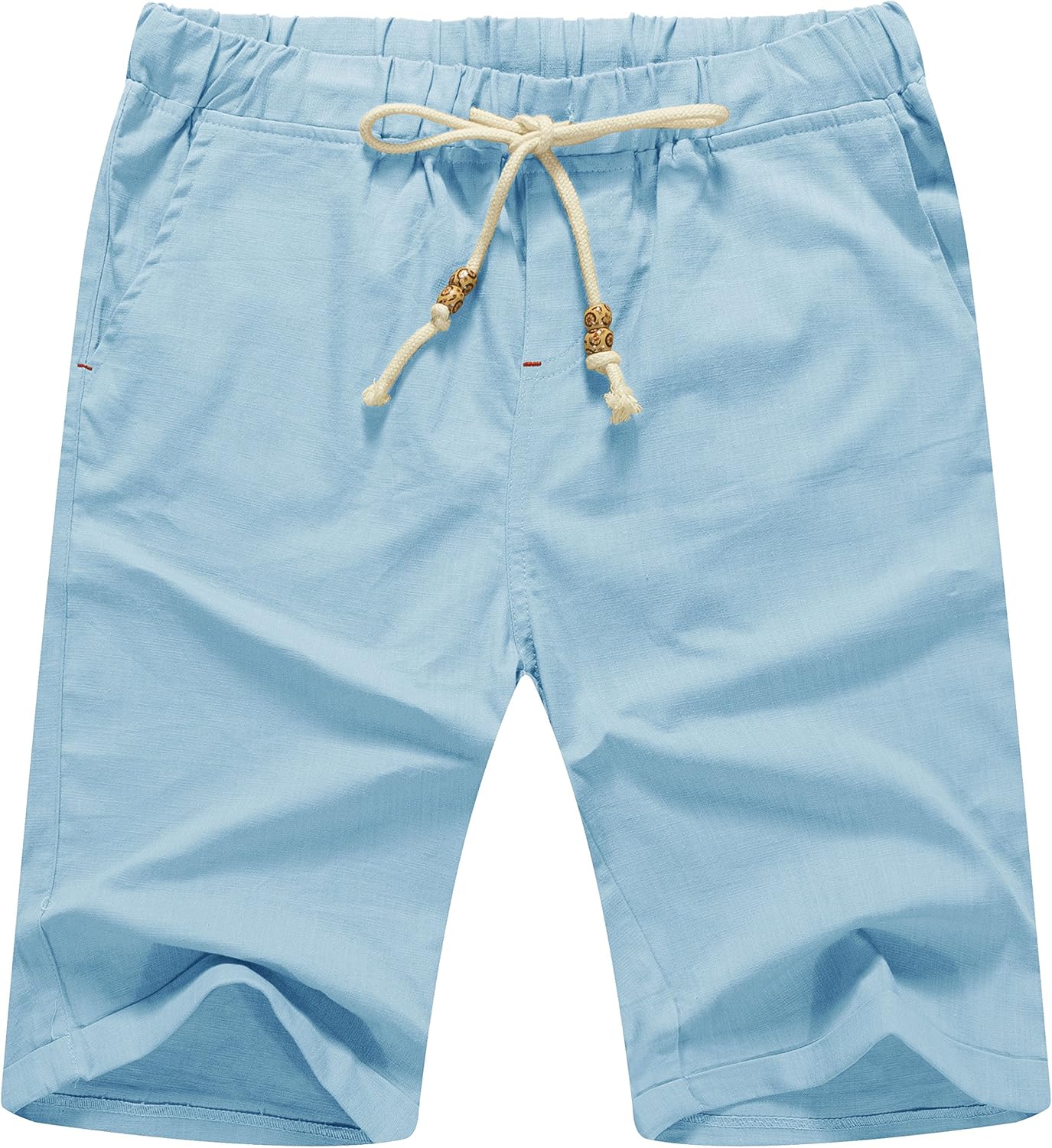 Men’s Linen Shorts Casual Drawstring Summer Beach Shorts