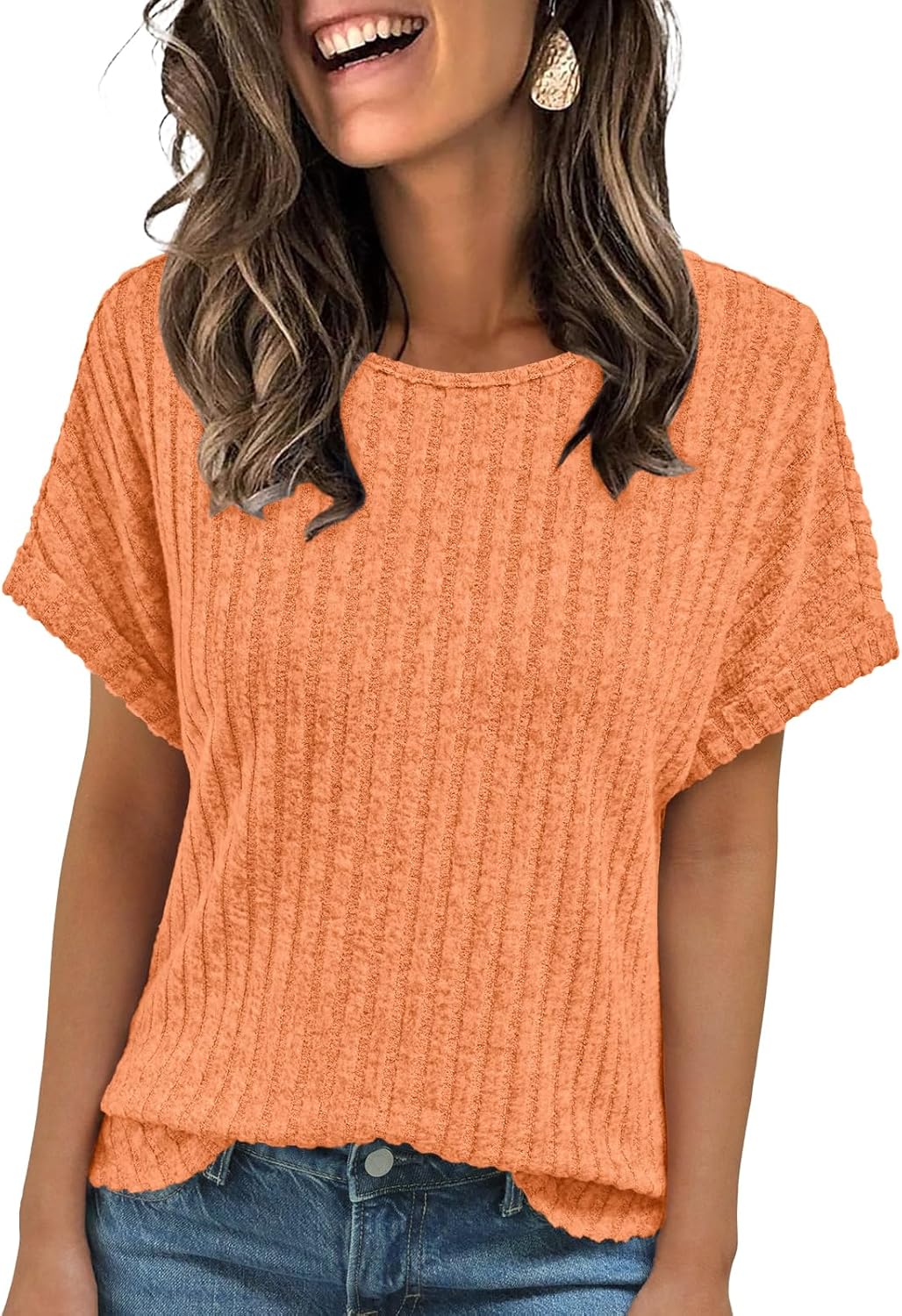 Women Shirts Fall Sweaters Regular Fit Short Sleeve Tunic Tops 2025 Dressy Casual Business Blouses