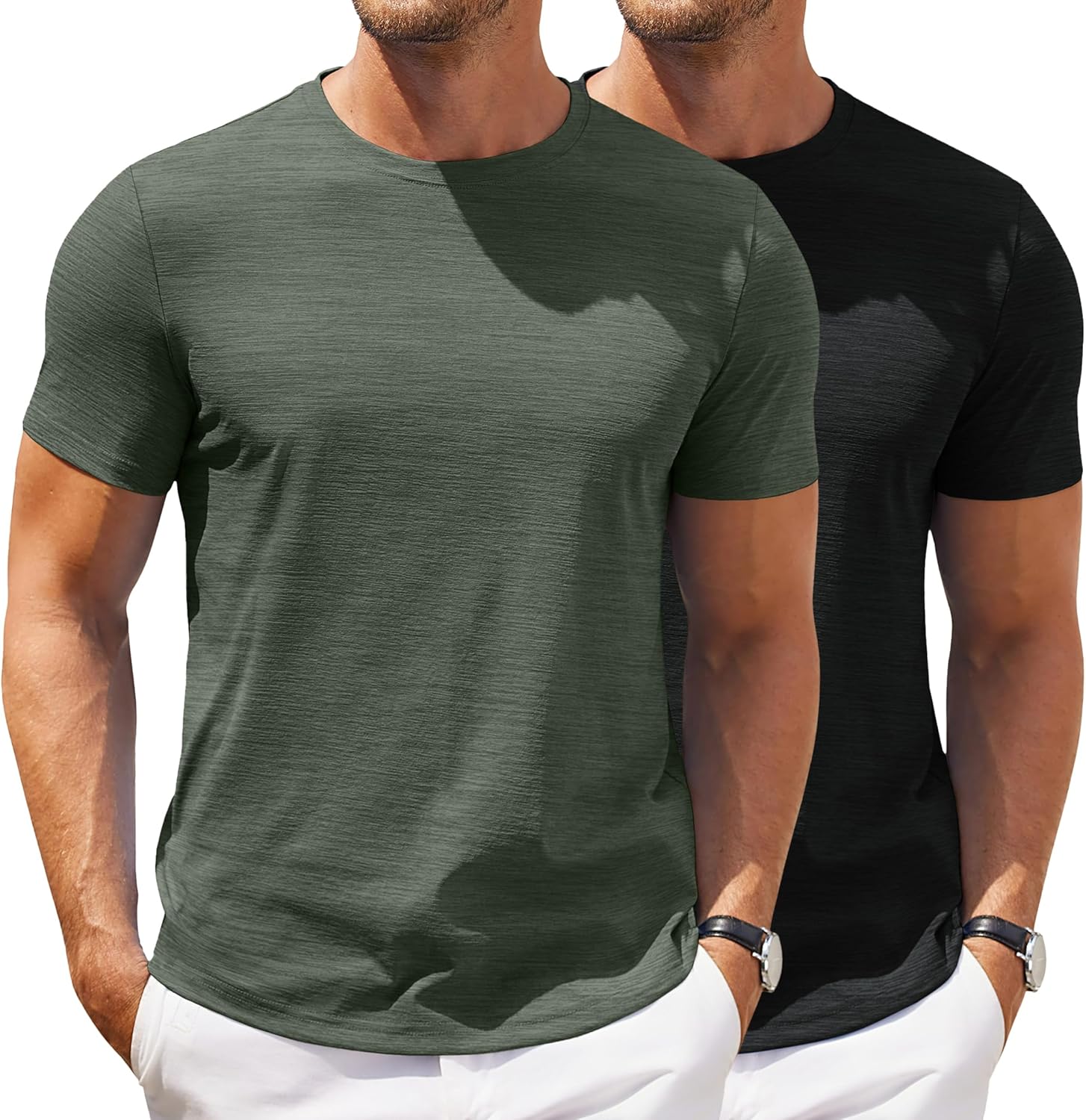 Mens Crew Neck T Shirt Short Sleeve Casual Summer Basic Tee Slim Fit Workout T-Shirt