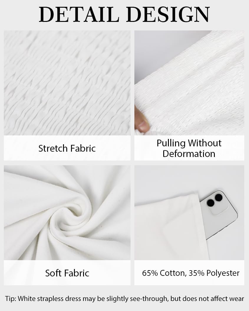 Summer Dresses for Women Strapless Casual Beach Cover Ups Tube Top Sundress