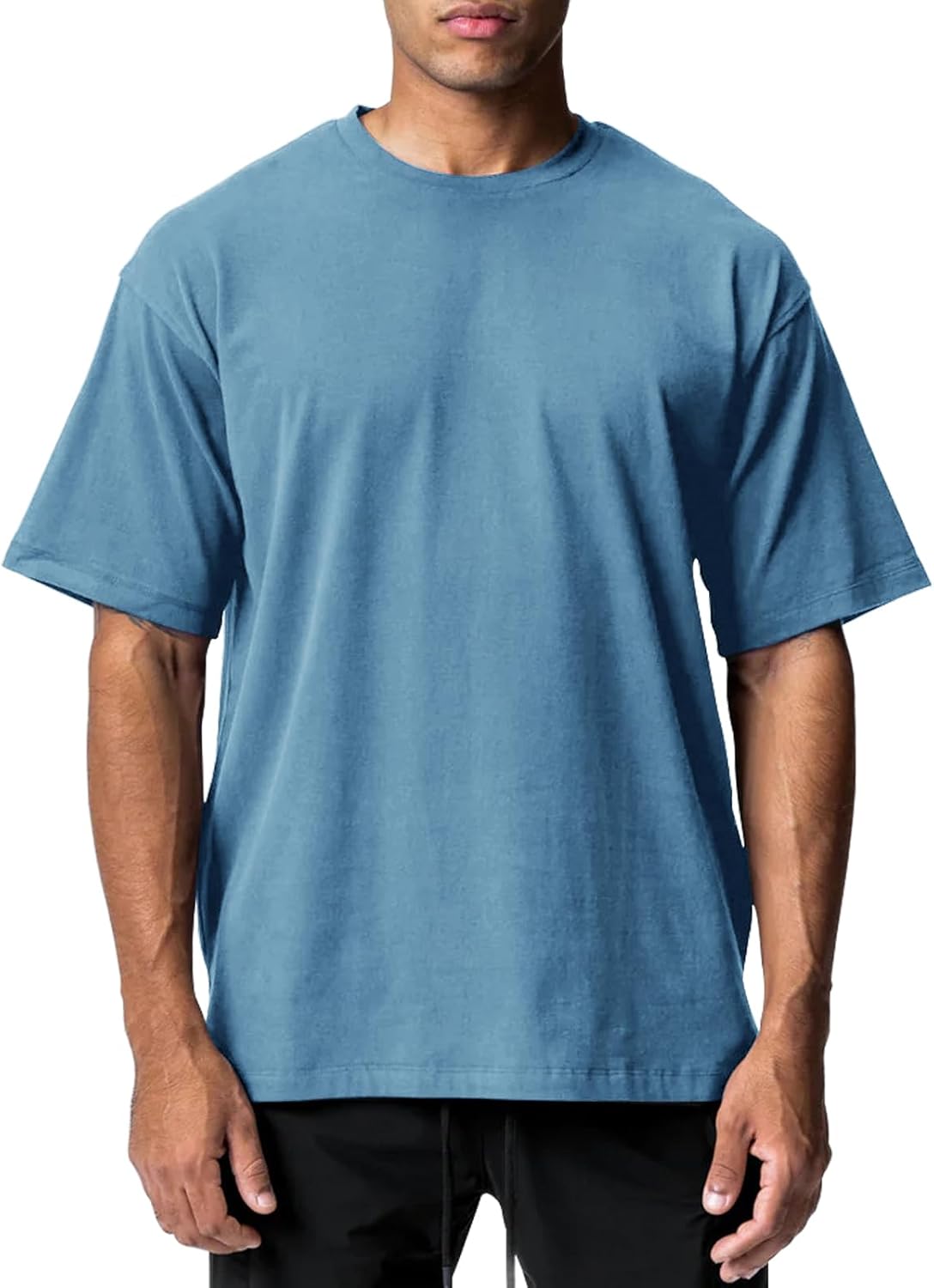 Men's Cotton Short Sleeve Crew Neck Shirts Athletic Tops Tees Oversized Gym Clothes for Men S-XXL