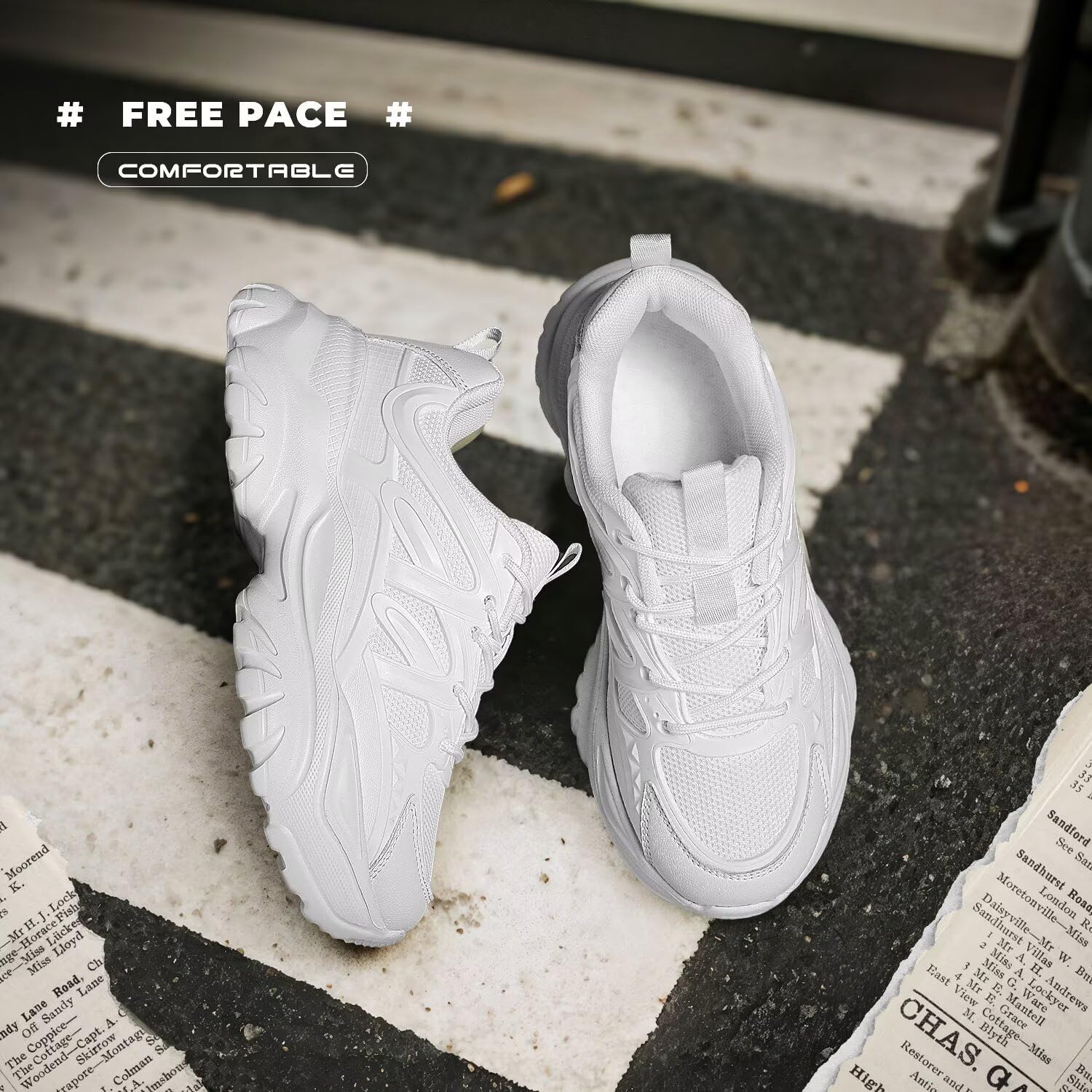 Women's Road Running Shoes Non Slip Ladies Walking Fashion Athletic Chunky Sneakers Work Gym Comfort Lightweight Mesh Soft Sole